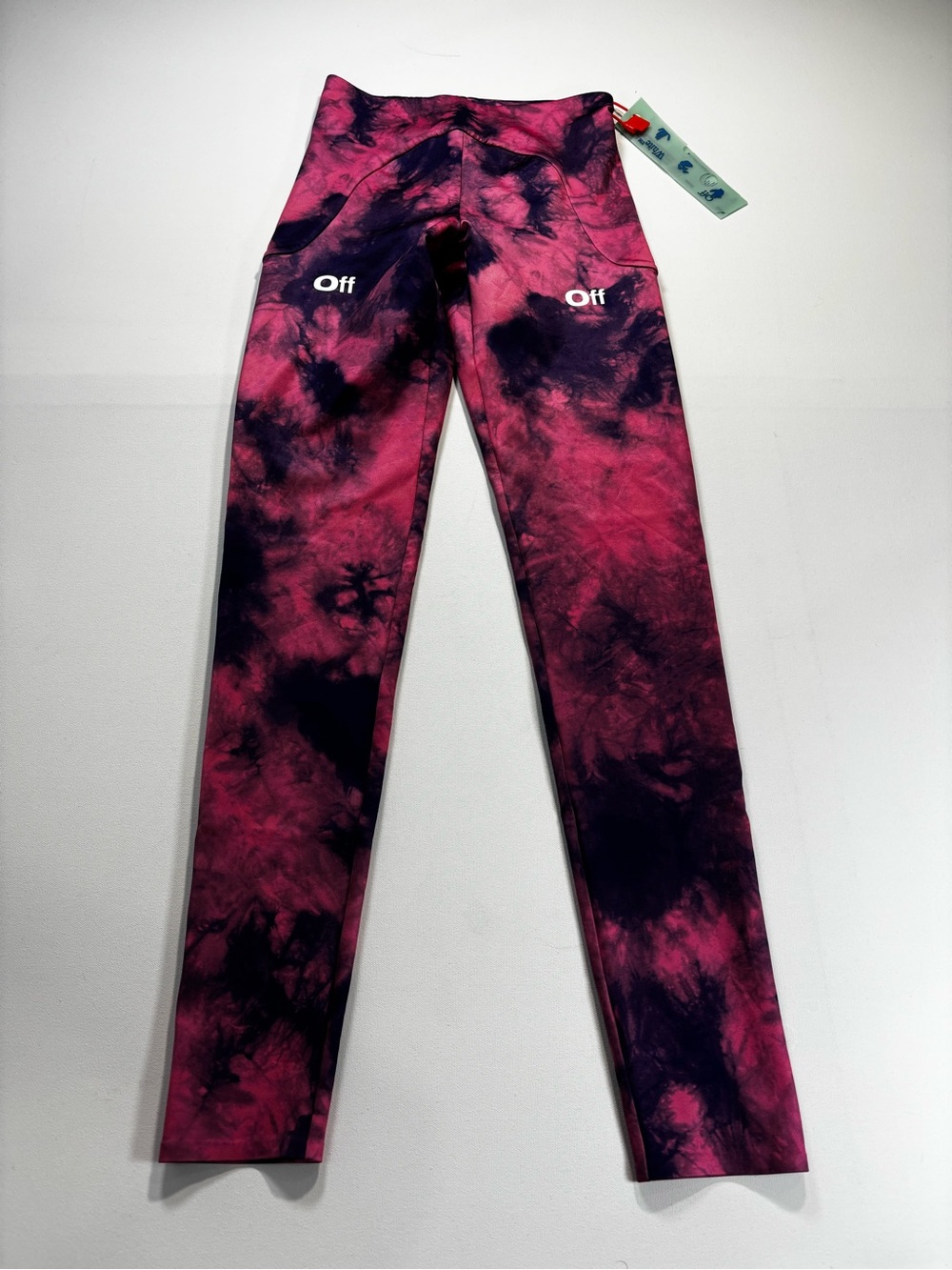 Off-White Pink and Navy Tie-Dye Leggings